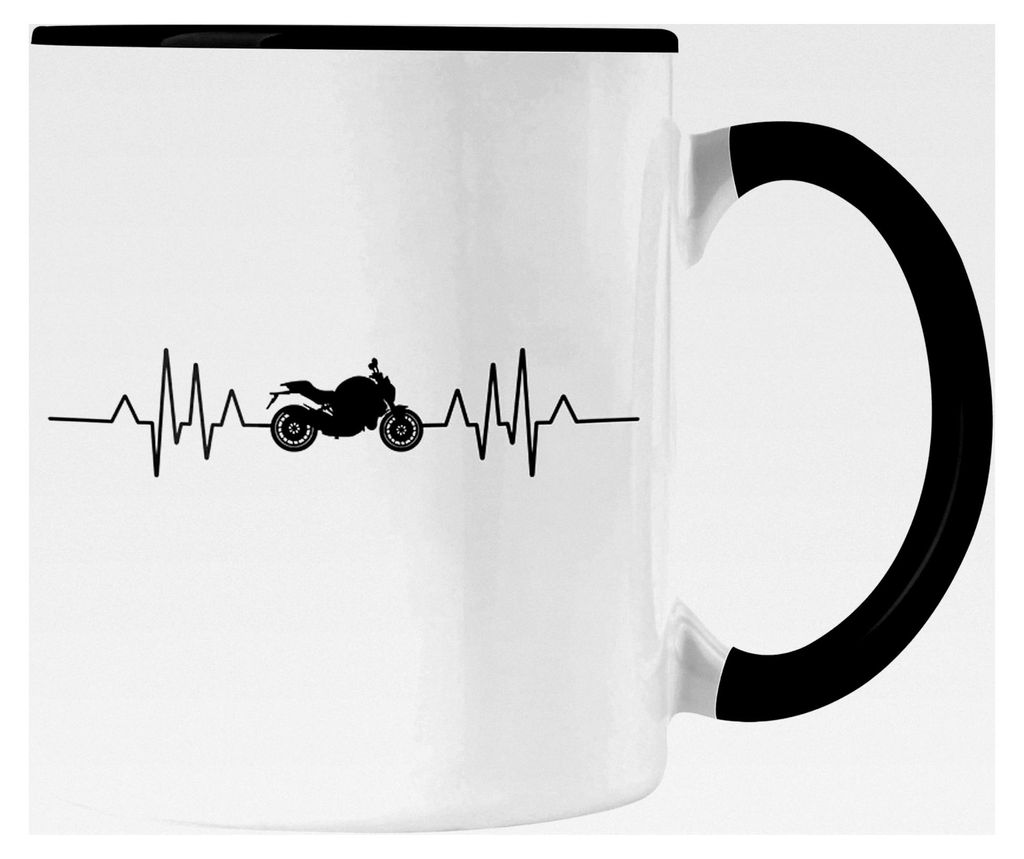 Geschenk für Motorradfahrer Männer Tasse mit Spruch Kaffeetasse Biker (Schwarz)