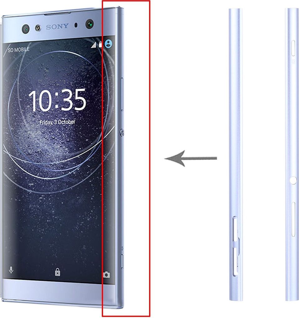 1 Paar Metall Seiten Rahmen Leiste Platte für Sony Xperia XA2 Ultra Blau