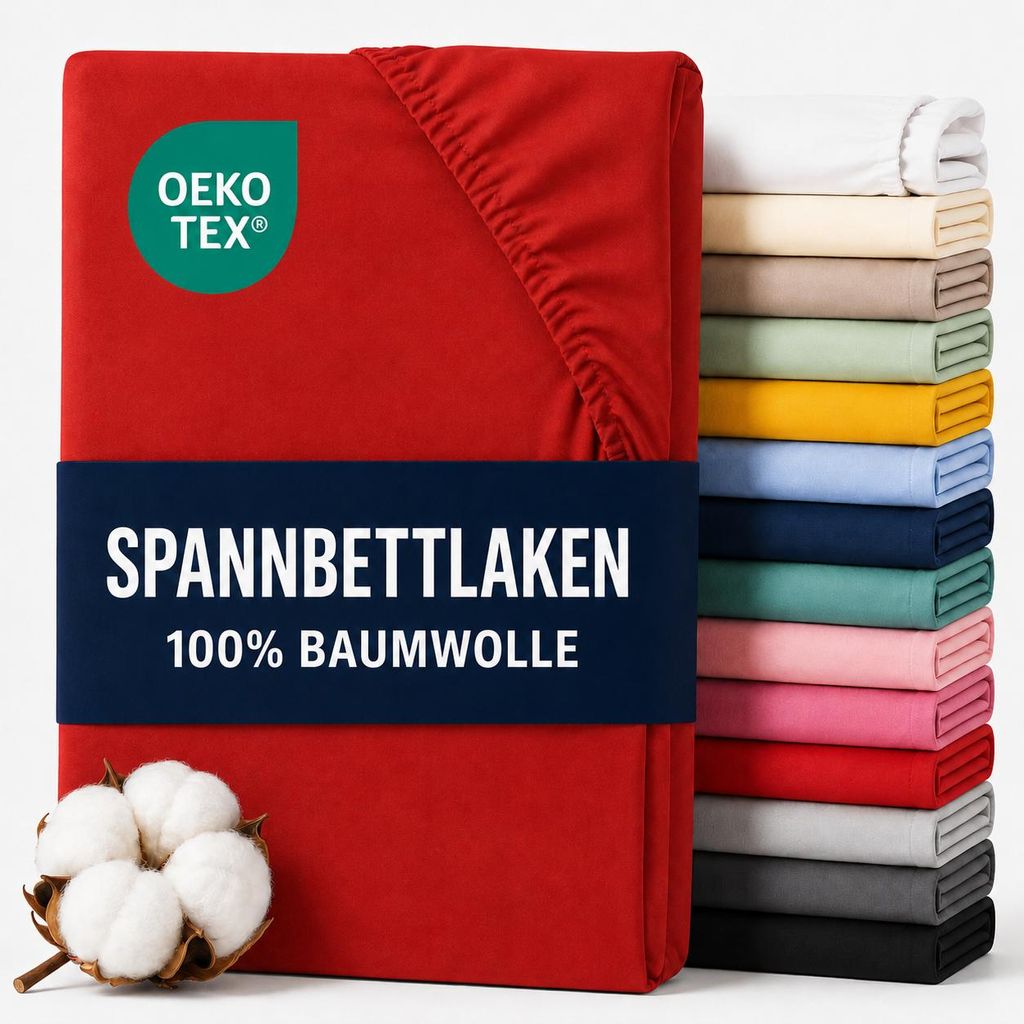 Komfortec Jersey Spannbettlaken 90x200 cm, 100% Baumwolle, Produktbild  KI-generiertes Bild