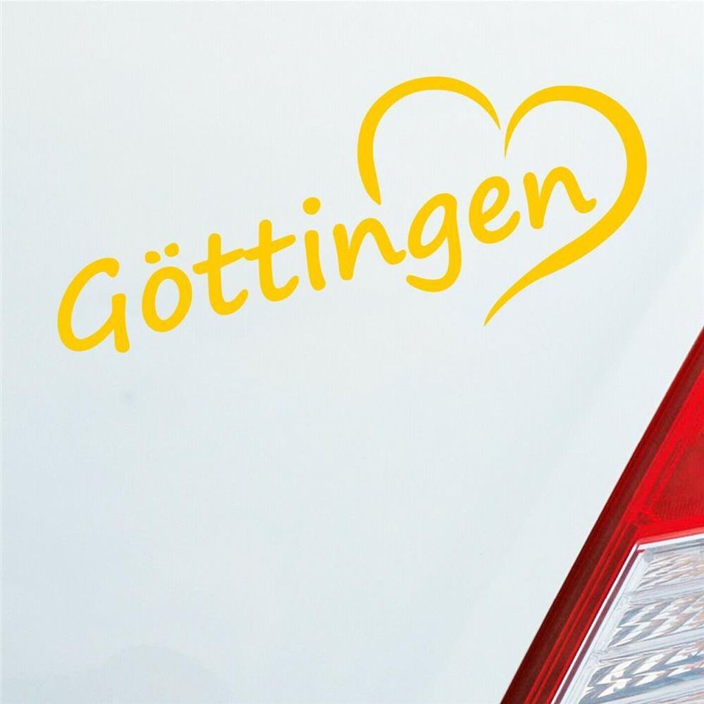 Auto Aufkleber Göttingen Herz Stadt City Liebe Love Heimat 19x8 cm Gelb Sticker Heckscheibenaufkleber