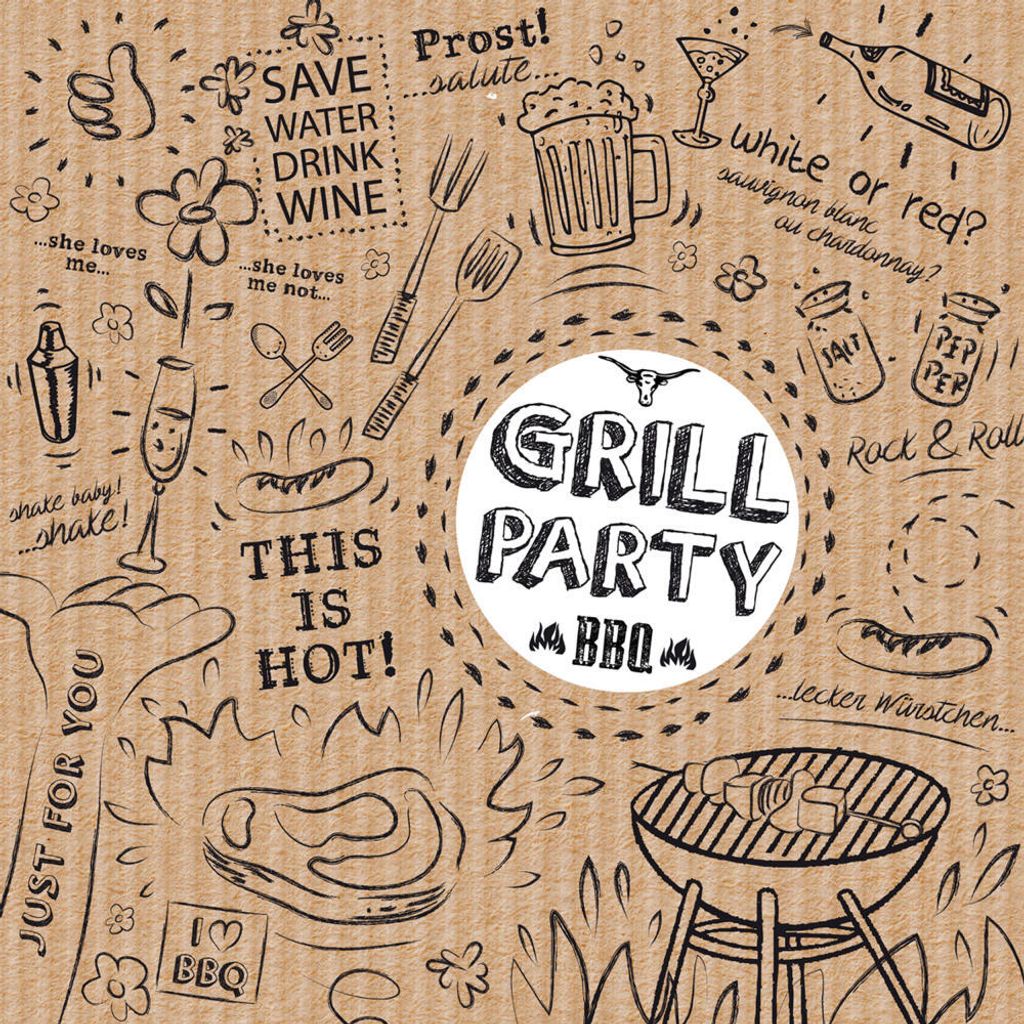PPD Grill & Party Brown Servietten, 20 Stück, Tischservietten, Tissue, Braun / Weiß, 33 x 33 cm, 1331621