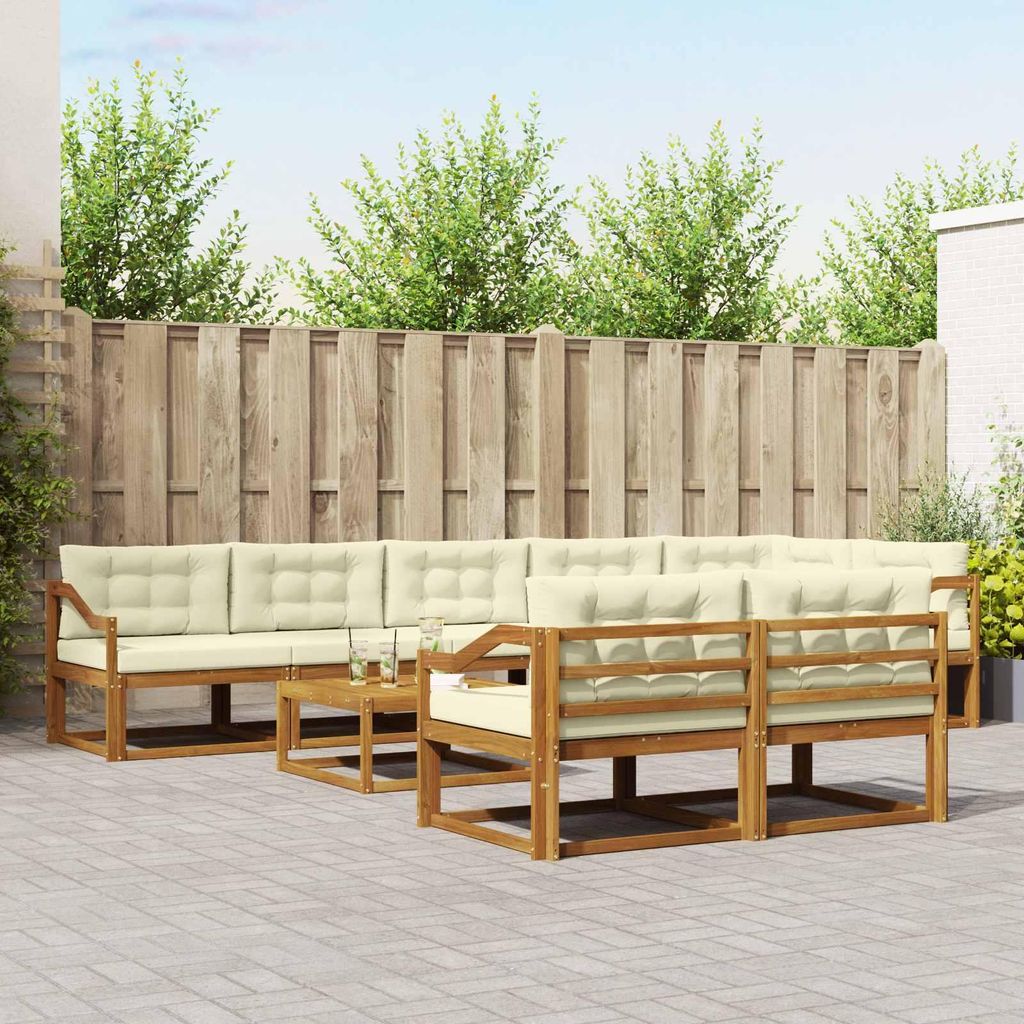 Outdoor-Sofagarnitur mit Kissen (9 pcs)- CLORIS - Natur und Creme - Gartensofas C201