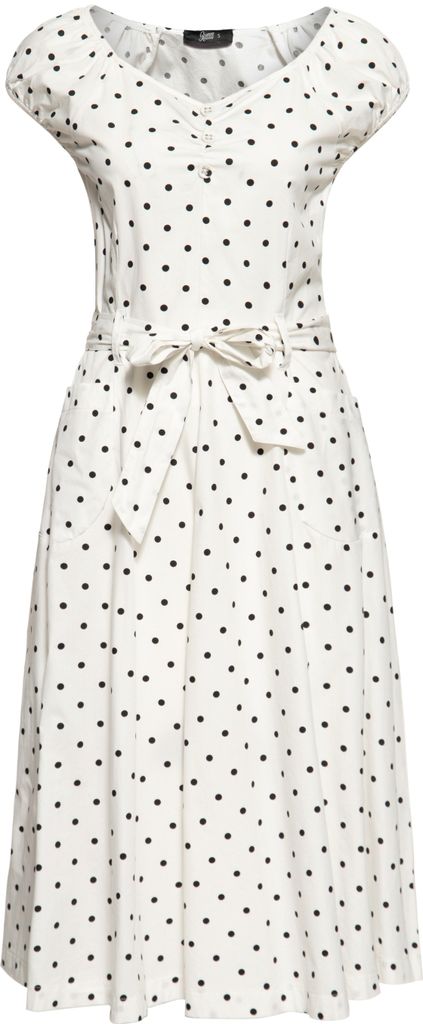 QUEEN KEROSIN Swingkleid Mit Polka Dots All-Over-Print Weiß S