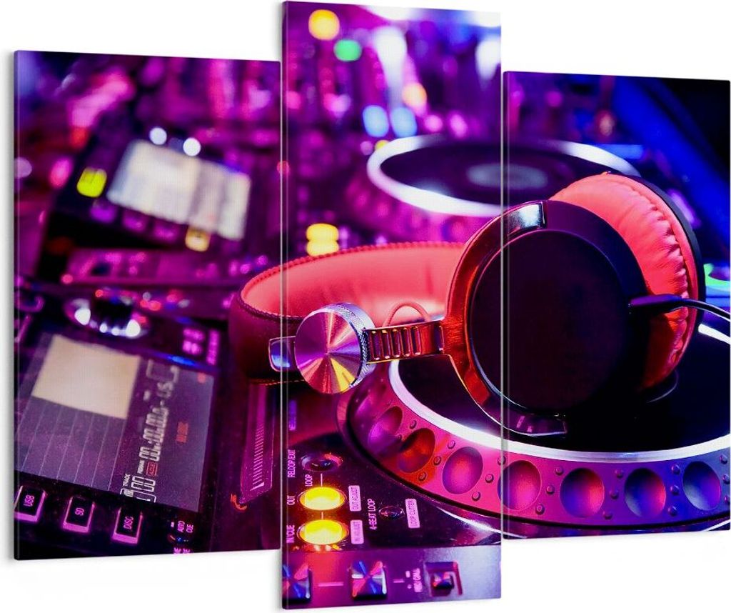 Bild auf Leinwand - Leinwandbild - DJ Disco Nachtclub Audio - 130x100cm - Wand Bild - Wanddeko - Leinwanddruck - Bilder - Kunstdruck - Wanddekorati...