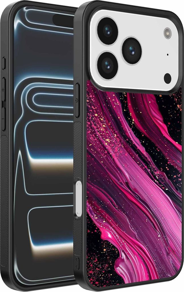 Geeignet für iPhone 17 Pro Telefon Fall mit Marmor-Druck - TPU zurück Abdeckung Fall Marmor-Design - lila rosa - Smartphonica