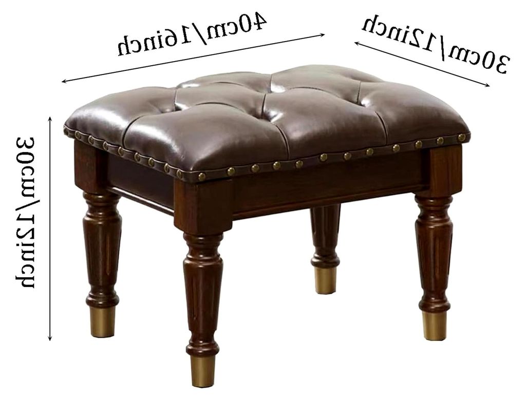 Kleiner Rechteckiger Sitzhocker aus Leder als Fußstütze für die Couch