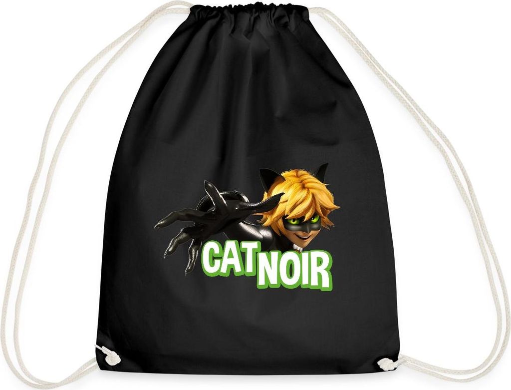 Spreadshirt Miraculous Cat Noir Adrien Turnbeutel, One size, Schwarz