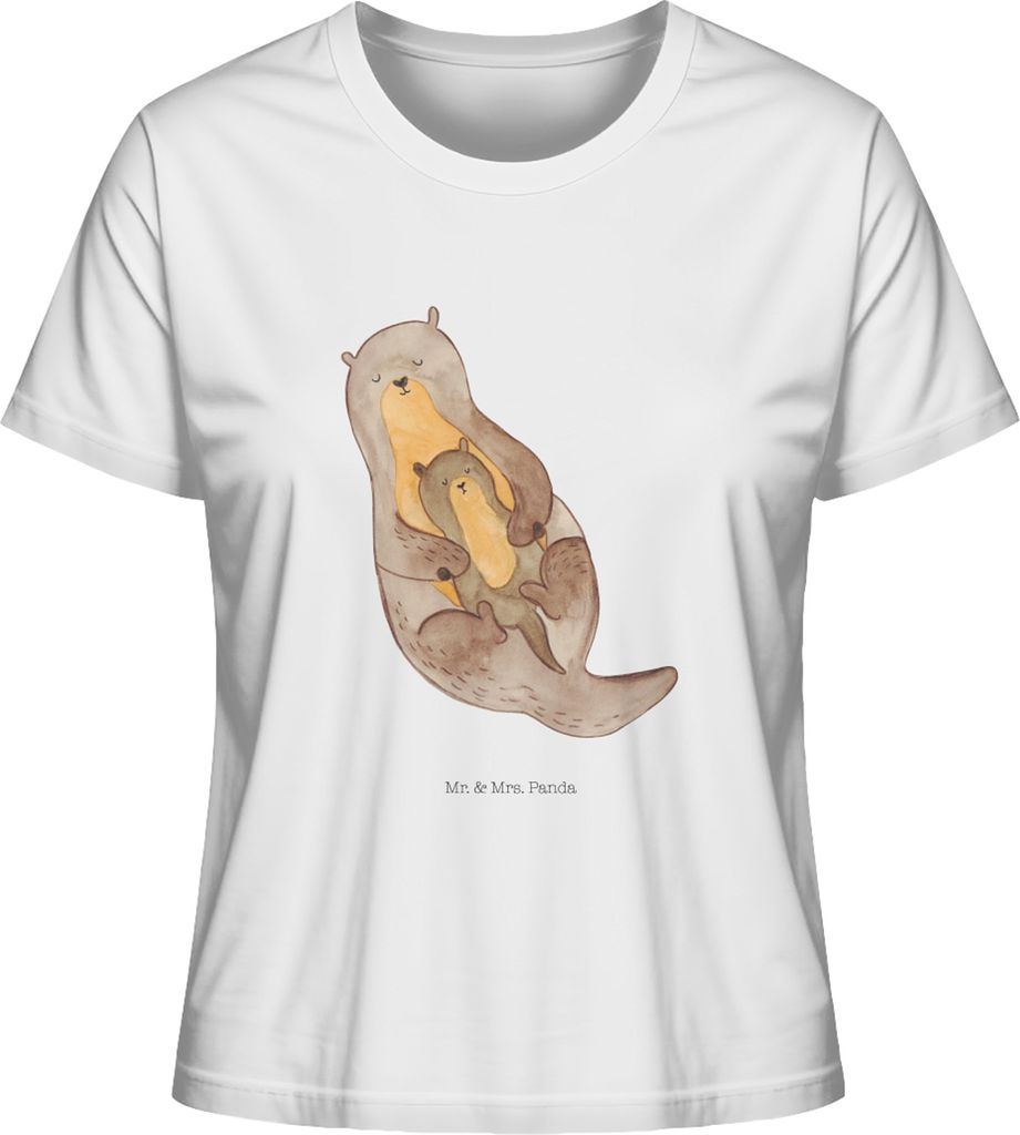 Mr. & Mrs. Panda damen shirt Otter Kind Größe XL - Weiß - Geschenk, Basic T-Shirt, Geburt, Mutter, Kurzarmshirt, Familie, Oberteil, Mama, Tochte...
