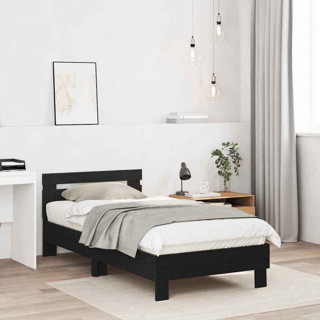 "2026 Aktion"Bettrahmen - CLORIS - Doppelbett - Robust und langlebig - Schwarz Eichen-Optik 193 x 95 x 88 cm - Einfache Montage - Holzwerkstoff - N...