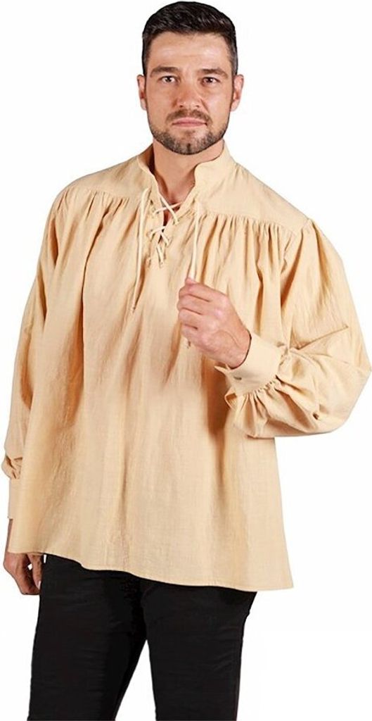 Schnürhemd beige Größe: XXL