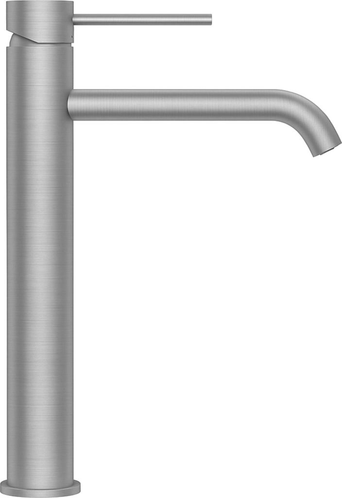 Balneo Wasserhahn Waschtischarmatur hoch silber Edelstahl | Einhandmischer für Waschbecken CASCADE INOX