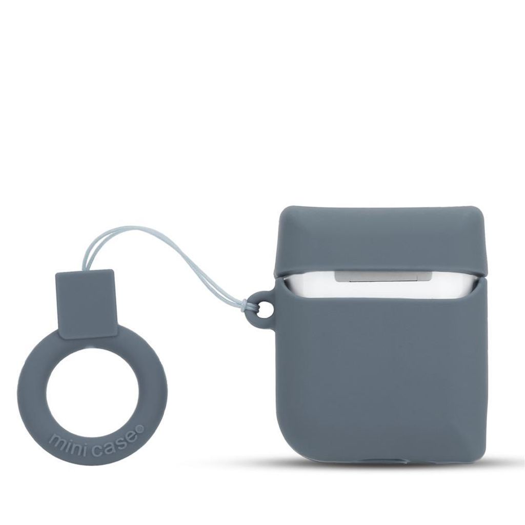 Cadorabo Hülle für Apple AirPod 1 & 2 Design Grau Silikon Kopfhörer Schutzhülle Case Schlüsselanhänger