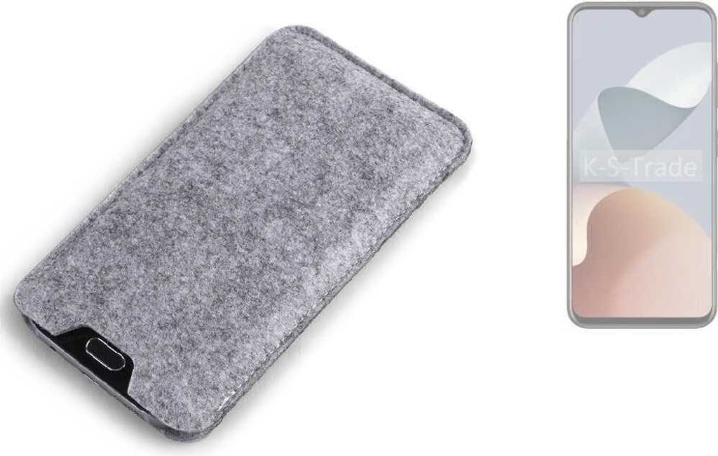 K-S-Trade Filz Handyhülle kompatibel mit ZTE Blade A73 Schutzhülle Filztasche Filz Tasche Case Sleeve Handy Hülle Filzhülle grau