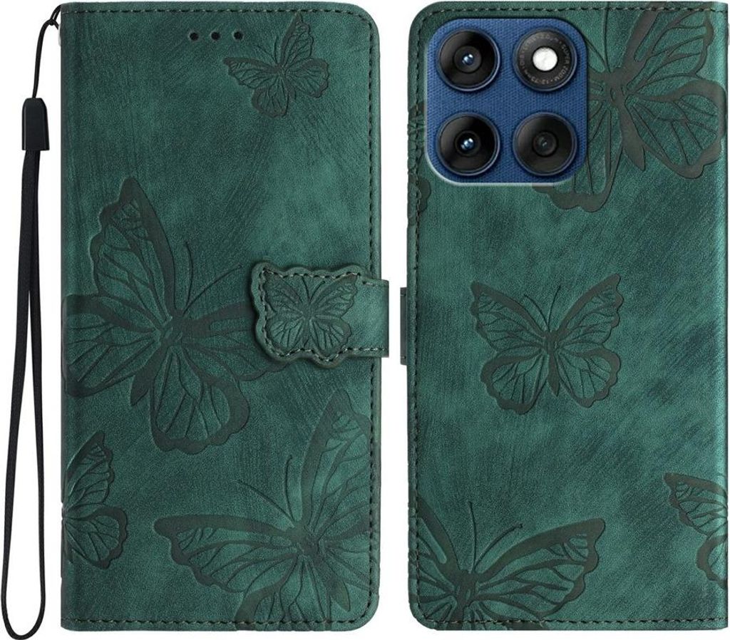 Motorola Edge 60 / 60 Fusion Hülle - Coverup Schmetterlinge Klapphülle - Grün