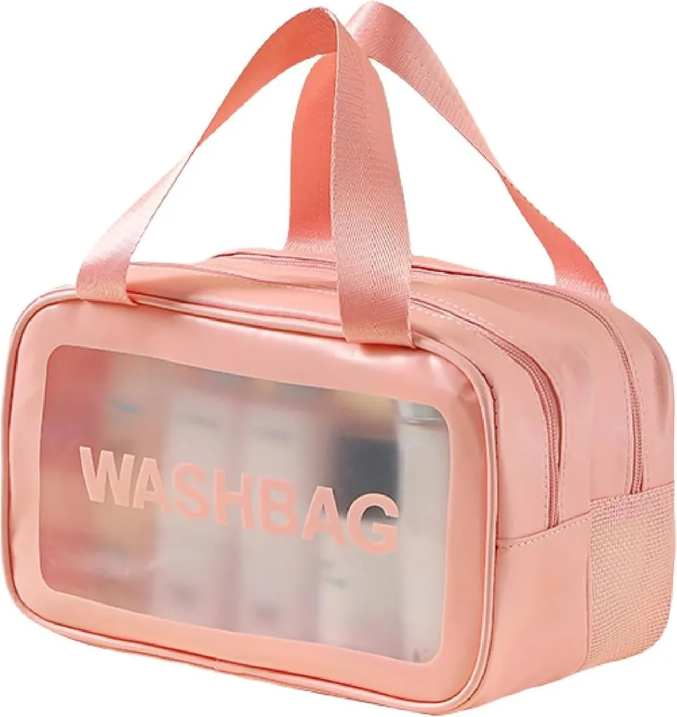 Trousse de voyage étanche en PVC avec compartiment sec et humide rose M