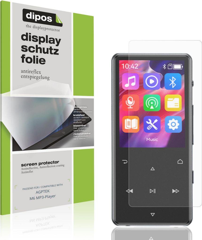 4x Schutzfolie für AGPTEK M6 MP3-Player matt Displayschutzfolie Folie Display Schutz dipos