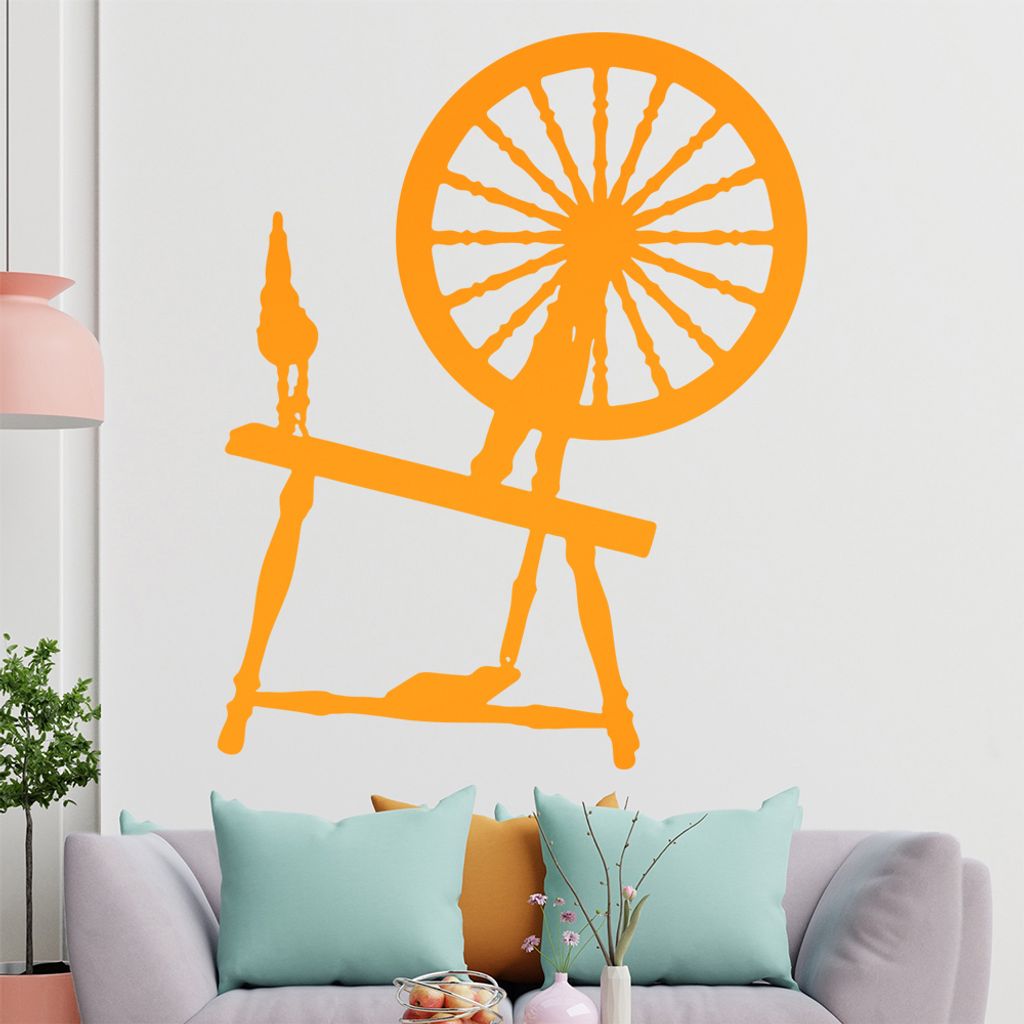 KIWISTAR Spinnrad - Spinnstuhl Stoff Spinnerei Wandtattoo in 6 Größen - Wandaufkleber Wall Sticker - Dekoration, Küche, Wohnzimmer, Schlafzimmer...