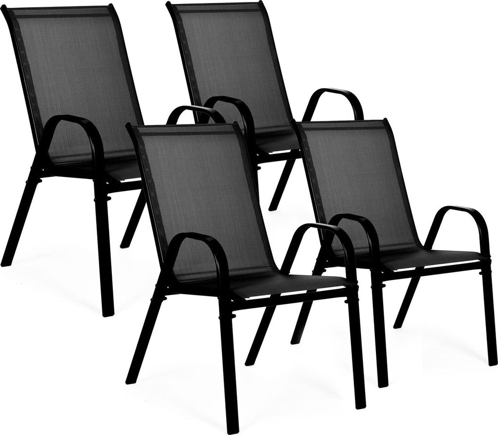4er-Set Gartenstühle für Terrasse oder Balkon Schwarz Produktbild 