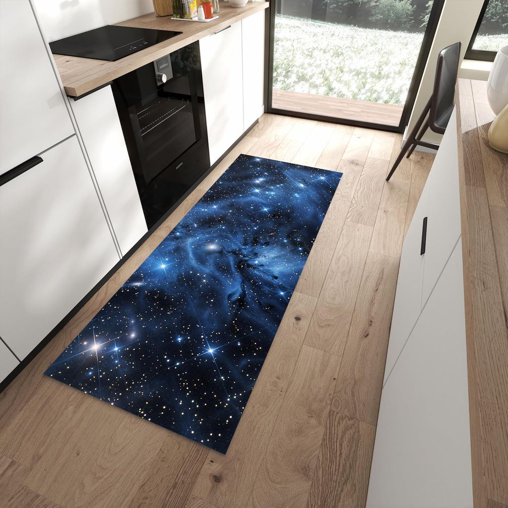 Küchenteppich 80x200cm rutschfest & abwischbar PVC Läufer - Sanfte Sternenhinmel