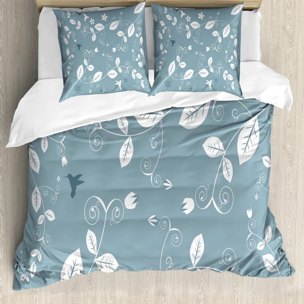 Set Letto ABAKUHAUS Fiori Blu Ardesia 155x220 - Anti-Allergia