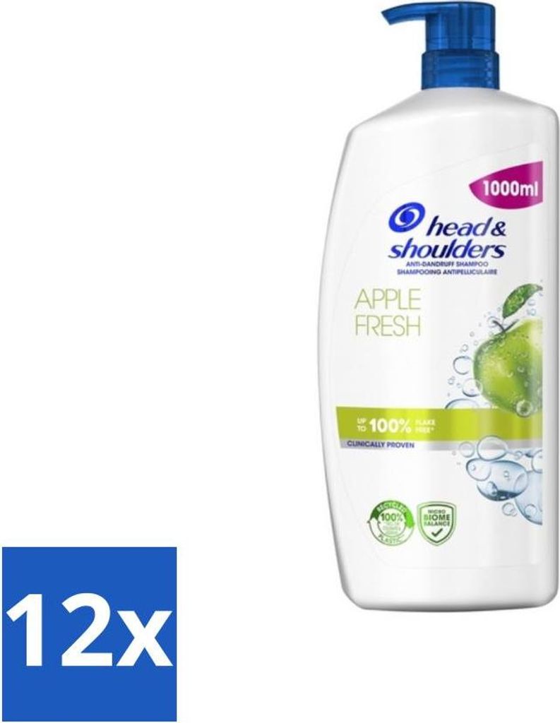 Head & Shoulders Anti-Schuppen-Shampoo – Apfelfrisch – Pumpspender – 1000 ml - Vorteilspack - 12 Stücke