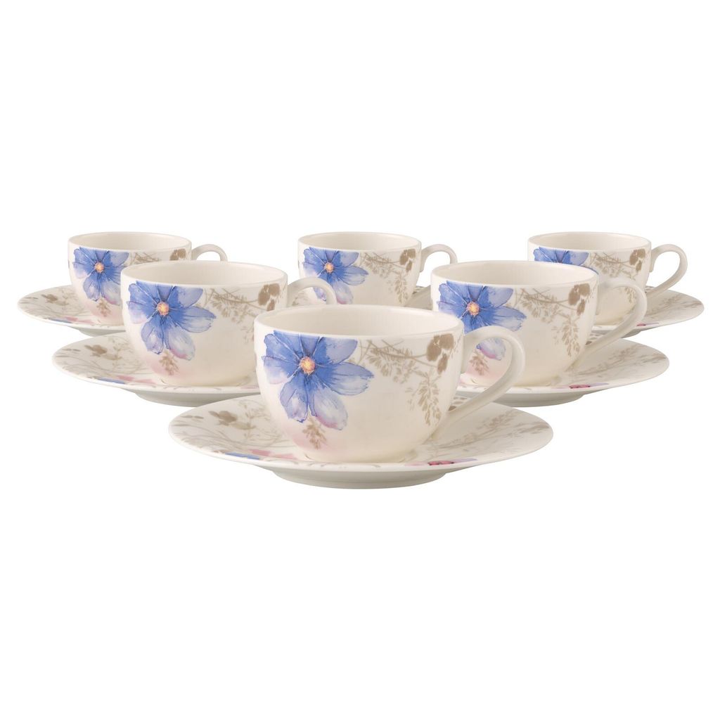 Villeroy & Boch Mariefleur Gris Basic Kaffeetasse mit Untertasse 150 ml 6er Set