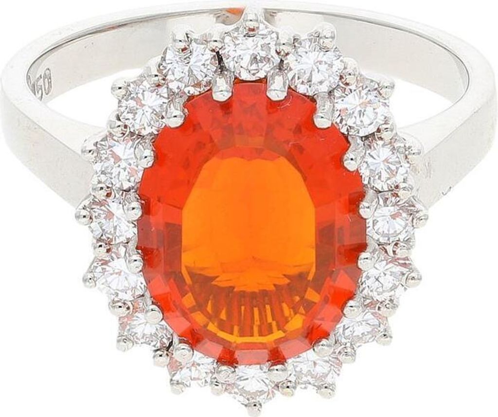 JuwelmaLux Ring 750/000 (18 Karat) Weißgold mit Brillant und Feueropal JL30-07-3138 52