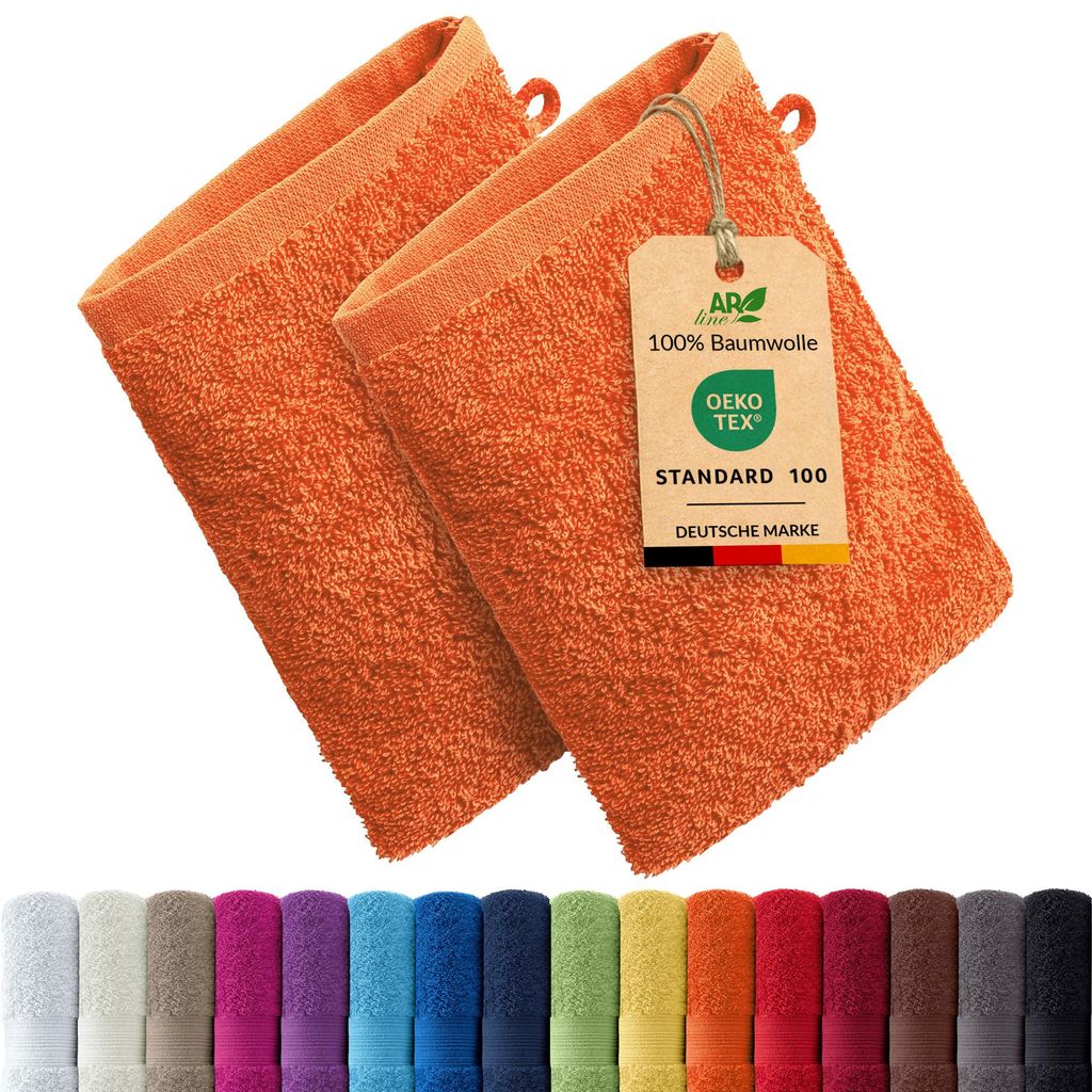 2er-Set ARIZONA Handtuch-Serie von AR Line – 100% Baumwolle, 500 g/m², 2er-Set Waschhandschuhe 15x21 cm, Farbe: Terra