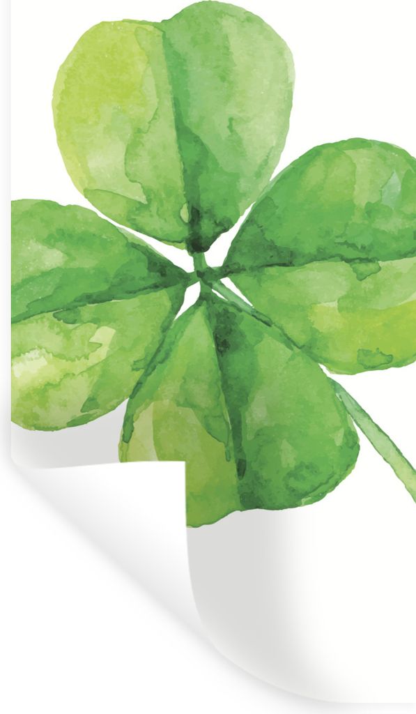 MuchoWow Wandtattoo Wandsticker Wandaufkleber Vierblättriger Klee - Aquarell - Pflanze 20x40 cm Selbstklebend und Repositionierbar - Selbstklebe...