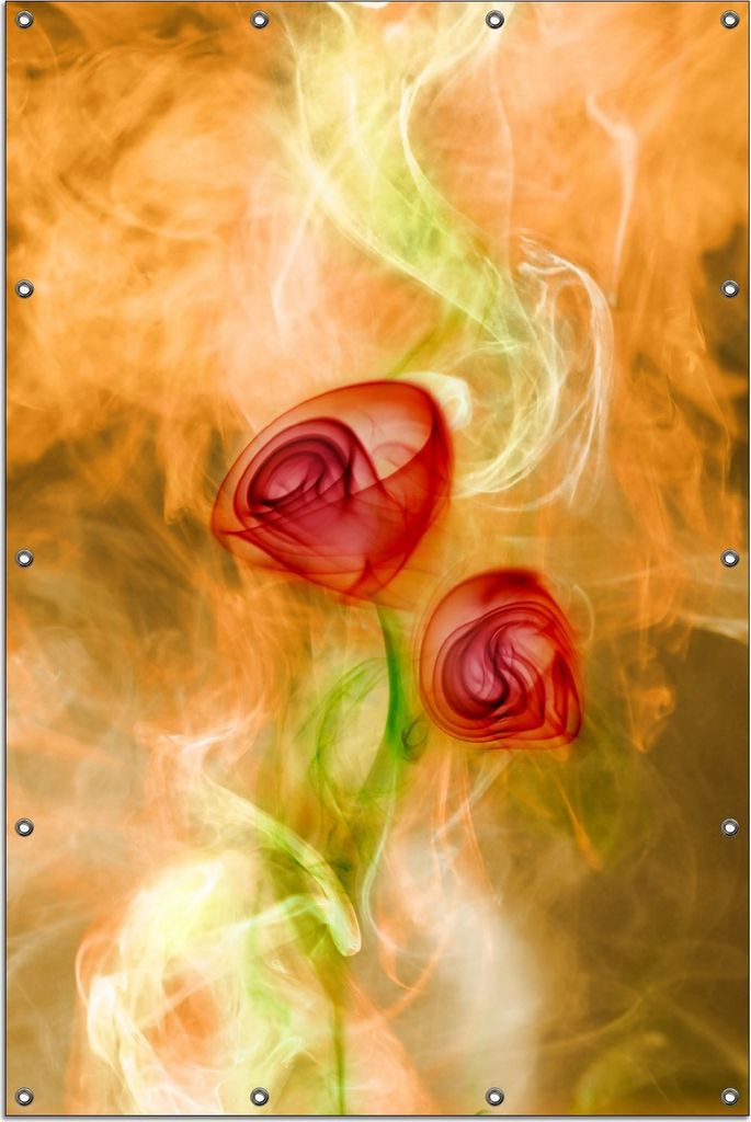 Wallario Outdoor-Poster für Garten oder Balkon, Motiv Abstrakte Rosen, in ca. 120 x 180 cm