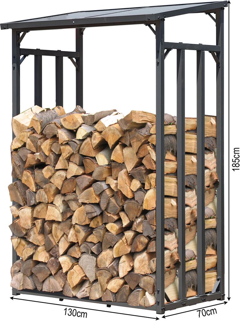 Metall Kaminholzregal Anthrazit 130 x 70 x 185 cm Garten Produktbild