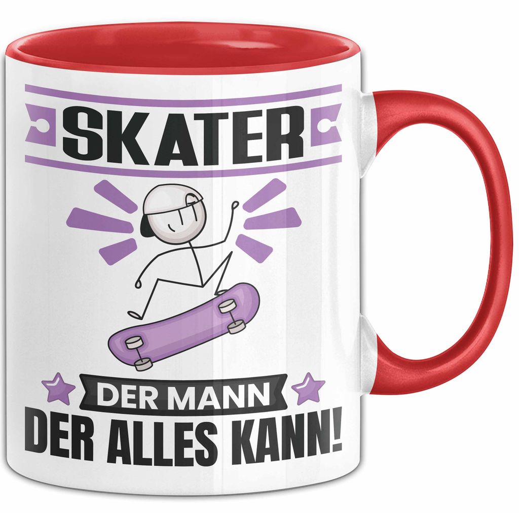 Skater Tasse Geschenk für Skater Der Mann Der Alles Kann Geschenkidee zum Geburtstag (Rot)