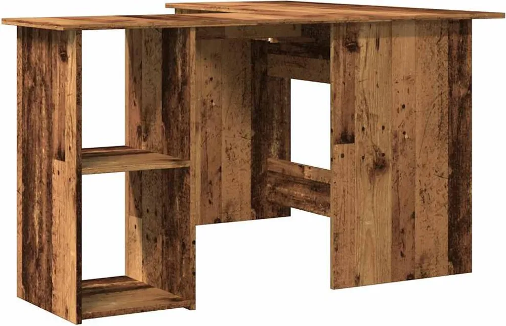 Gagnez de la place avec ce bureau d'angle aspect bois ancien multi-usage - 6
