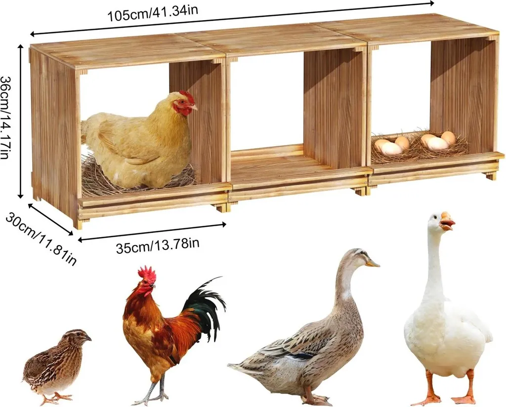 Offerta Nido Legno Giallo 3 Posti per Galline - Uova Sicure e Pulite