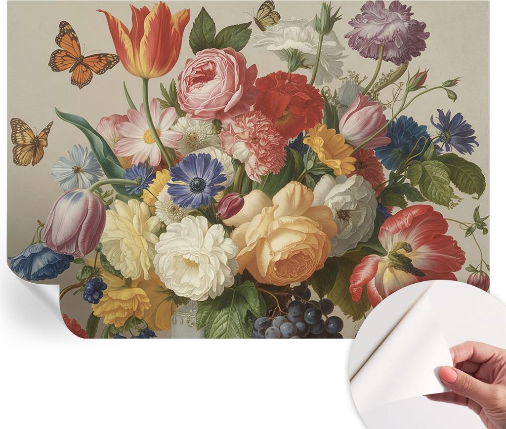Selbstklebende Wandtapete - Dekorative Tapete für Wohnzimmer - Klebefolie für Wandbilder - Tapetenfolie für Wanddekoration - 208x146 cm - Blumen...