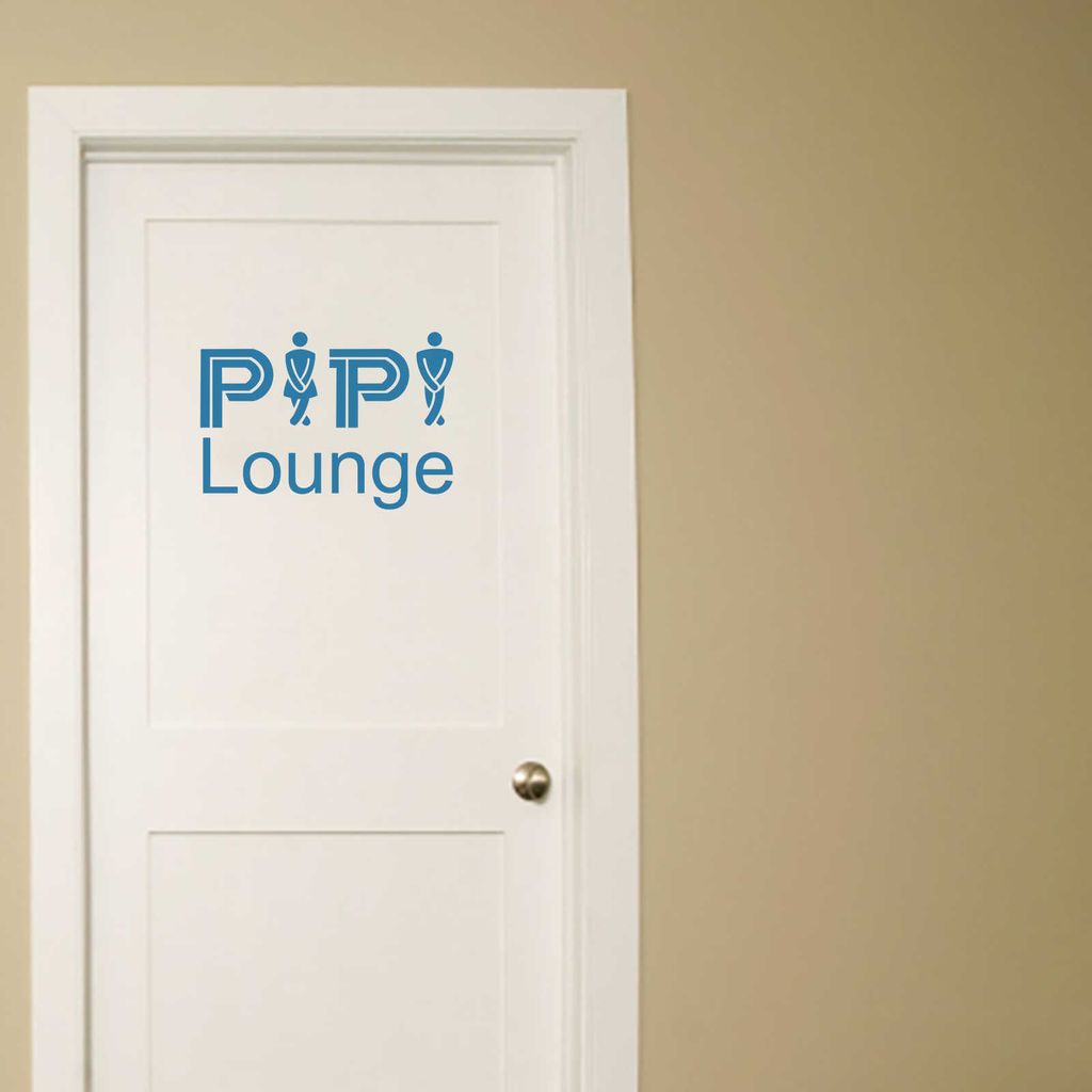 Wandtattoo - Wandaufkleber - Tür- Wandtattoo "Pipi Lounge" - 30cm x 21cm hellblau - Dekoration Küche Wohnzimmer Wand