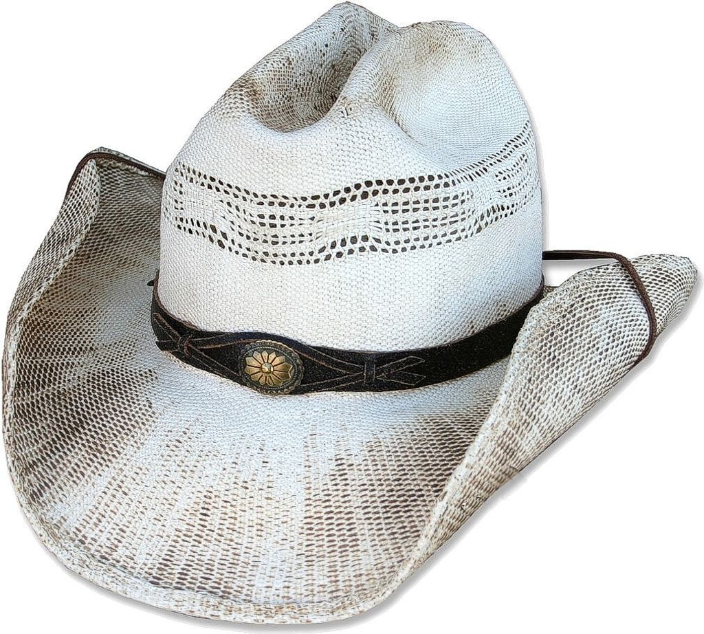 Westernhut Cowboy Biker Strohhut »SNAKE« Weiß Braun Produktbild 