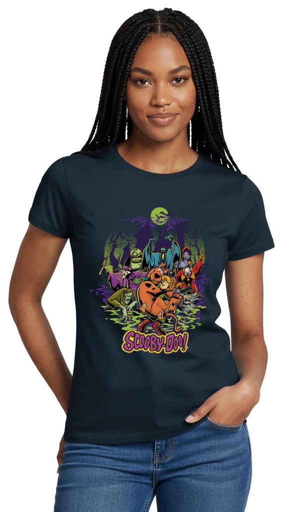 Spreadshirt Scooby-Doo Scooby Mit Shaggy Rogers Halloween Frauen T-Shirt, XXL, Navy
