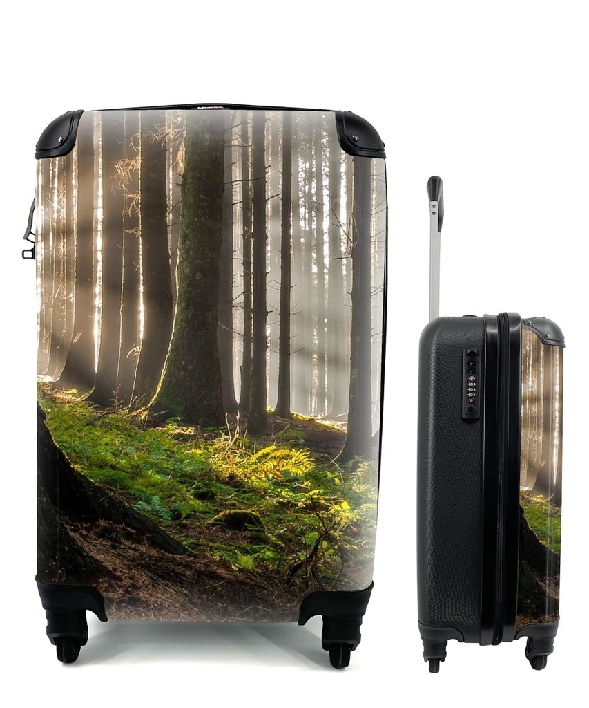 MuchoWow Koffer Handgepäck Trolley Rollkoffer Kleine Reisekoffer mit 4 Rollen - Sonne - Äste - Bäume - Wald - Natur - Cabin Size < 55x40x23 cm...