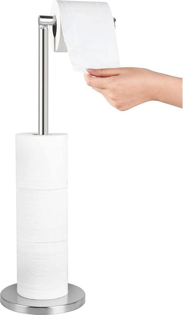 Freistehender Toilettenpapierhalter - Zusammenklappbare Papierablage - Edelstahl Badezimmer - Rostfreies Fußteil - Spender für 5 Rollen
