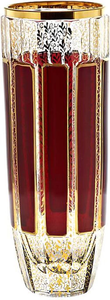 Vase Red Queen 25,5 cm, Rot/Gold, aus Glas