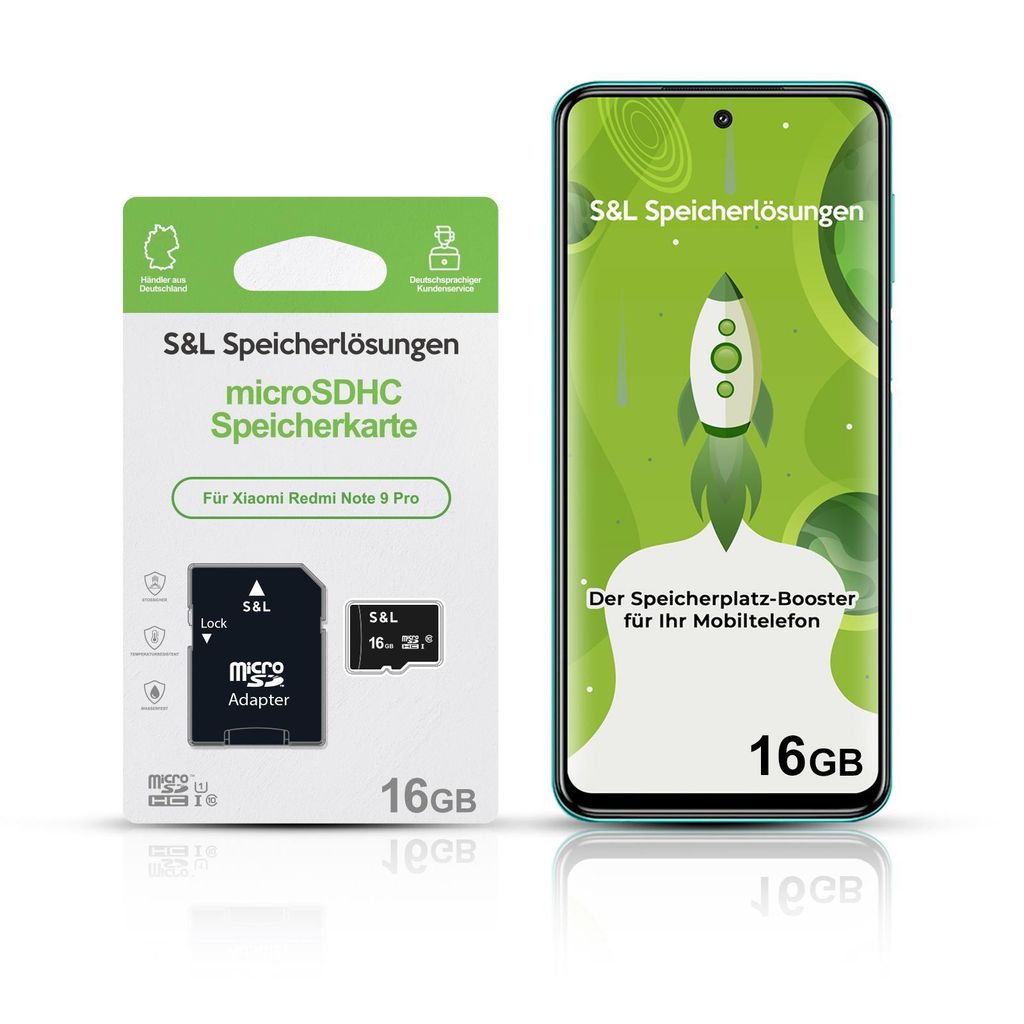 microSD Speicherkarte S&L für Xiaomi Redmi Note 9 Pro - Speicherkapazität: 16 GB