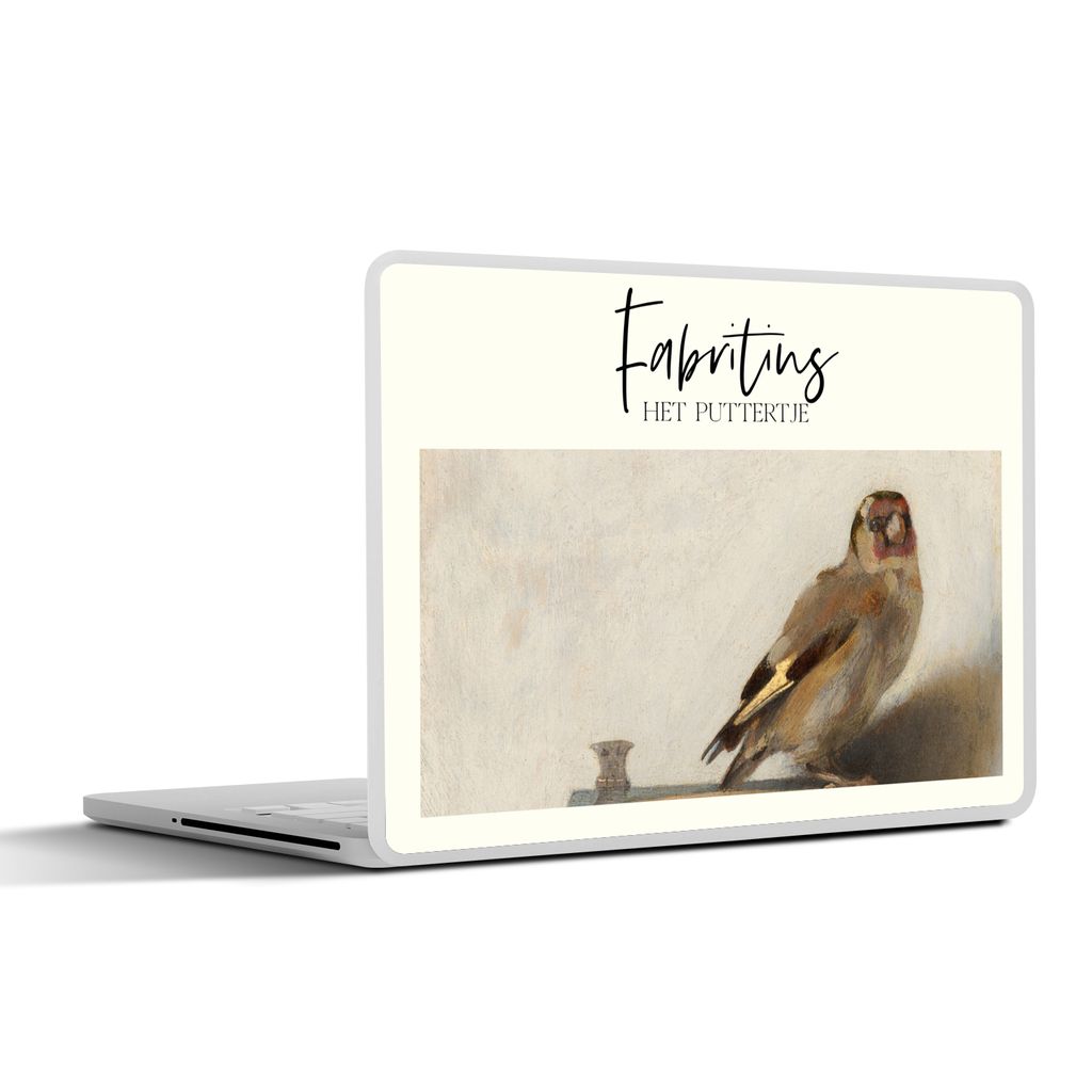 MuchoWow Laptop Aufkleber Sticker Cover Der Stieglitz - Carel Fabritius - Gemälde 36.5x27.5 cm - Laptop-Sticker