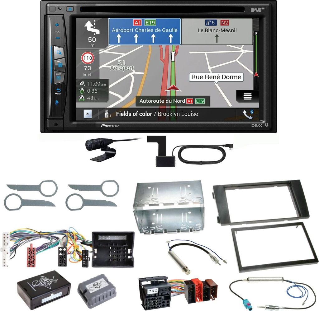 Pioneer AVIC-Z730DAB Navigation Bluetooth CD Einbauset für Audi A6 4B Facelift