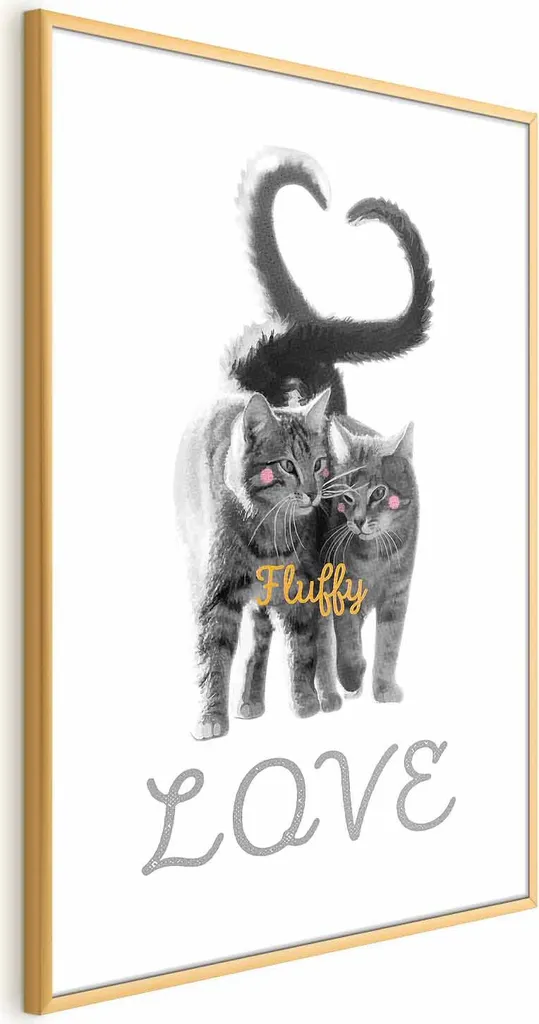 Poster Artistico Fluffy Love 40x60 cm con Frame Oro Premium