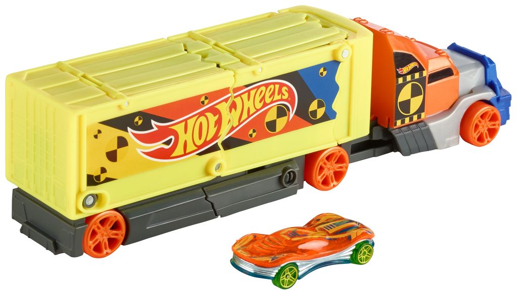 Mattel GCK39 Hot Wheels Fahrzeug Super Stunt Transporter Auto Spielzeug 