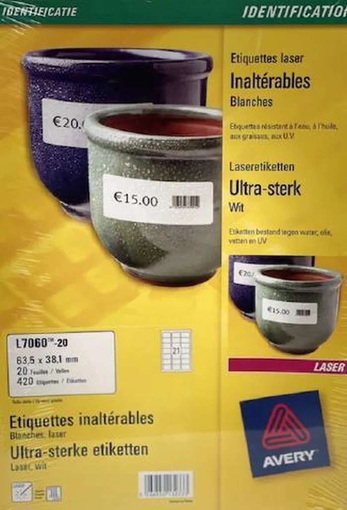 420 Etichette Avery L7060 Poliestere Laser - Uso Industriale 63x38mm - 6