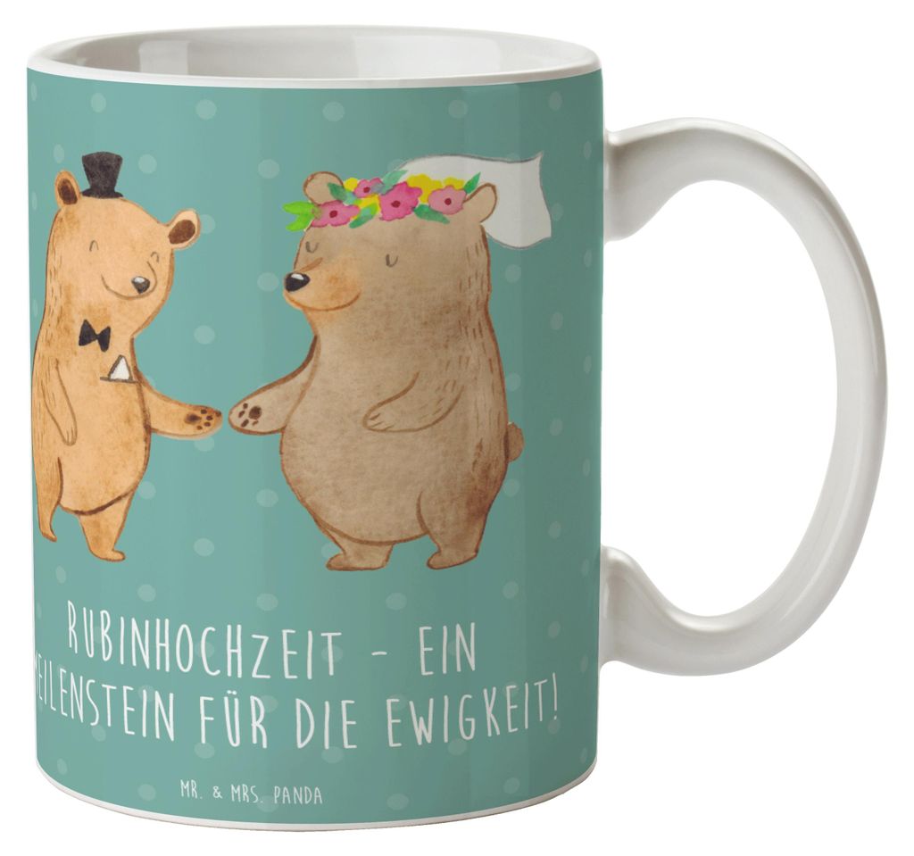 Mr. & Mrs. Panda Pott 40. Hochzeitstag Rubinhochzeit - Meeresbrise - Geschenk, Heirat, gemeinsame Reise, Becher, Geschenke, Tasse, Liebe, romantisc...