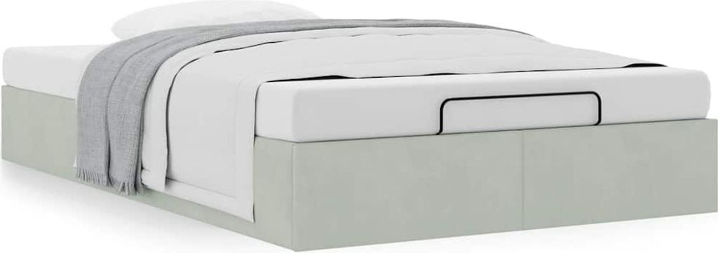 Ottoman-Bett ohne Matratze Hellgrau 120x190 cm Samt