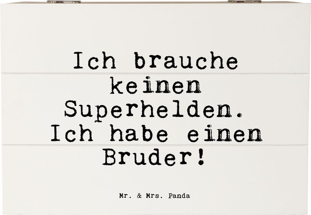 Mr. & Mrs. Panda Box Ich brauche keinen Superhelden.... 22 x 15 cm - Weiß - Geschenk, Sprüche, Danke, Holzkiste mit Deckel, Dankeschön, Kiste, G...
